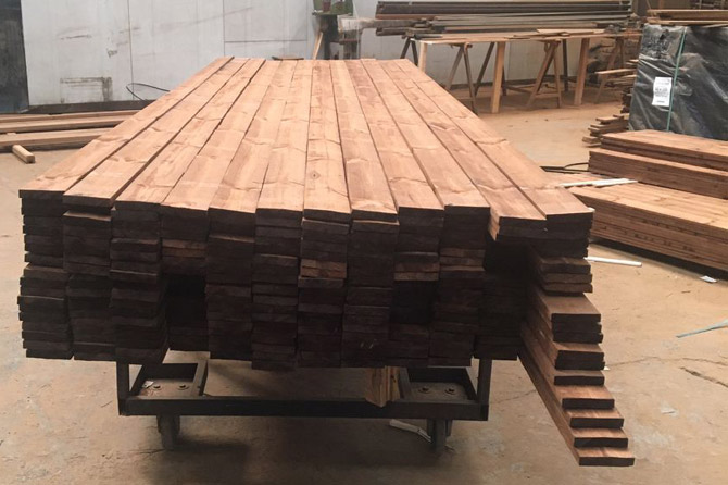 sawn, planed, thermo treated and ready wood